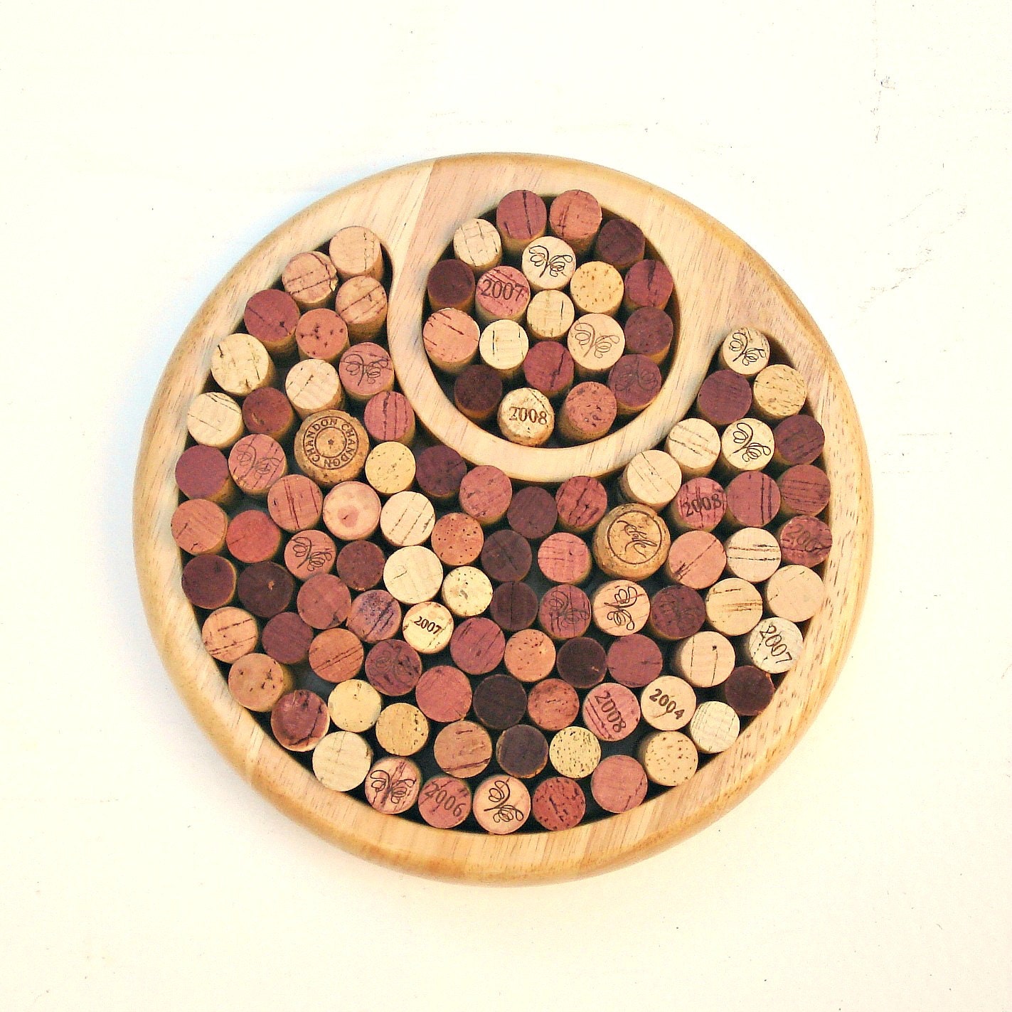Wine Cork Trivet repurposed from a chips and salsa tray by Lolailo