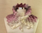 Hit the Road / Hand Knit Loop Scarf  Pink Grey Ivory Cowl Chunky  Neck Warmer Collar Scarf  Alpaca Wool Neck Scarf Winter Accessories