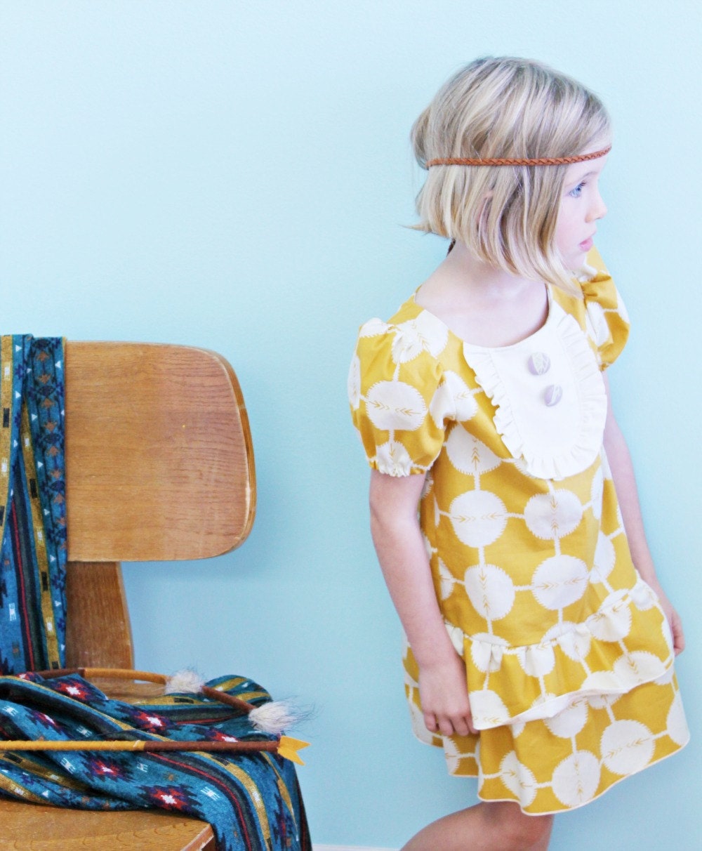Native Princess mustard drop waist ruffle dress
