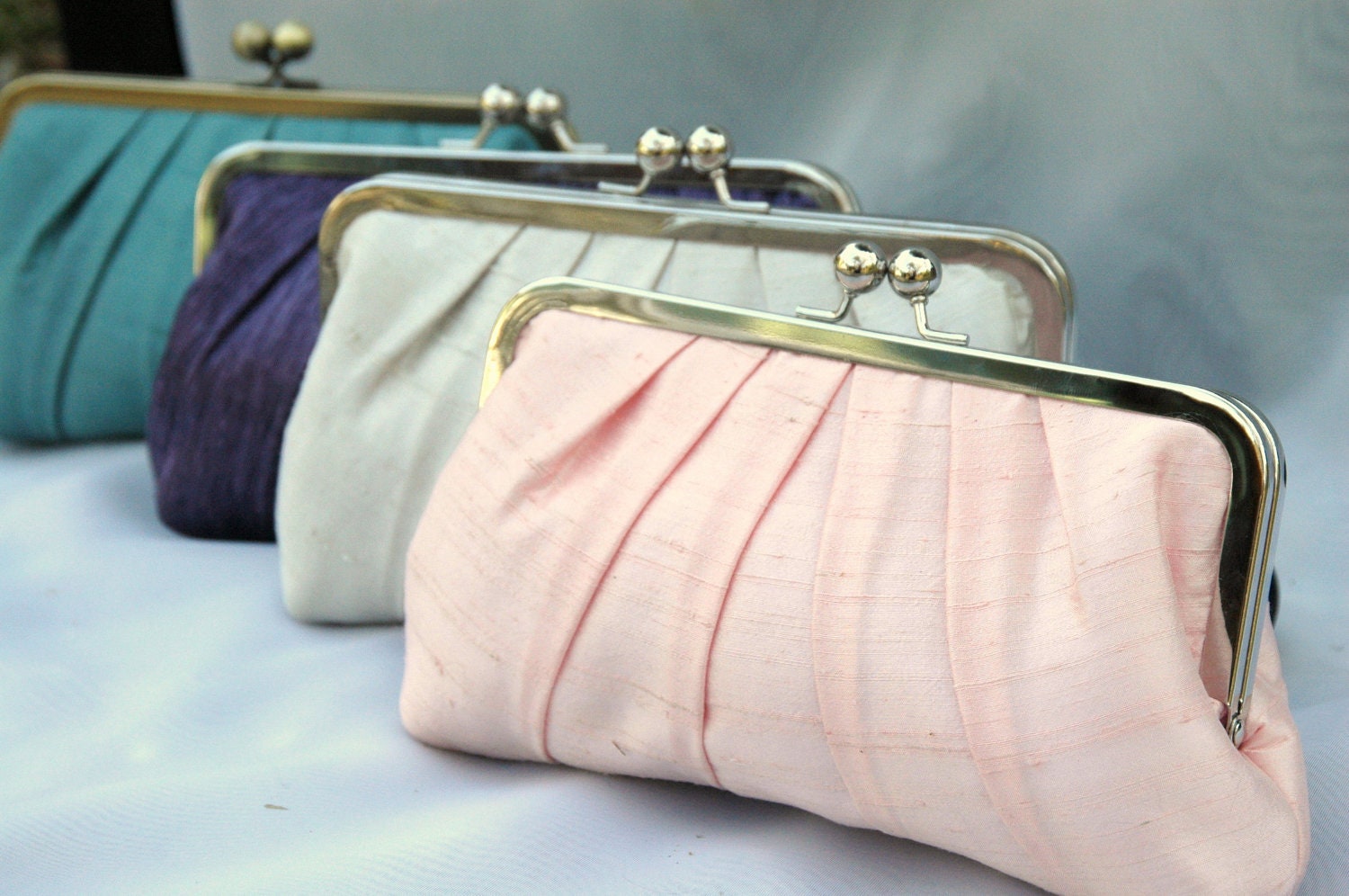 Precious Pleat Kisslock- Formal Wedding Clutch (CHOOSE YOUR COLORS)