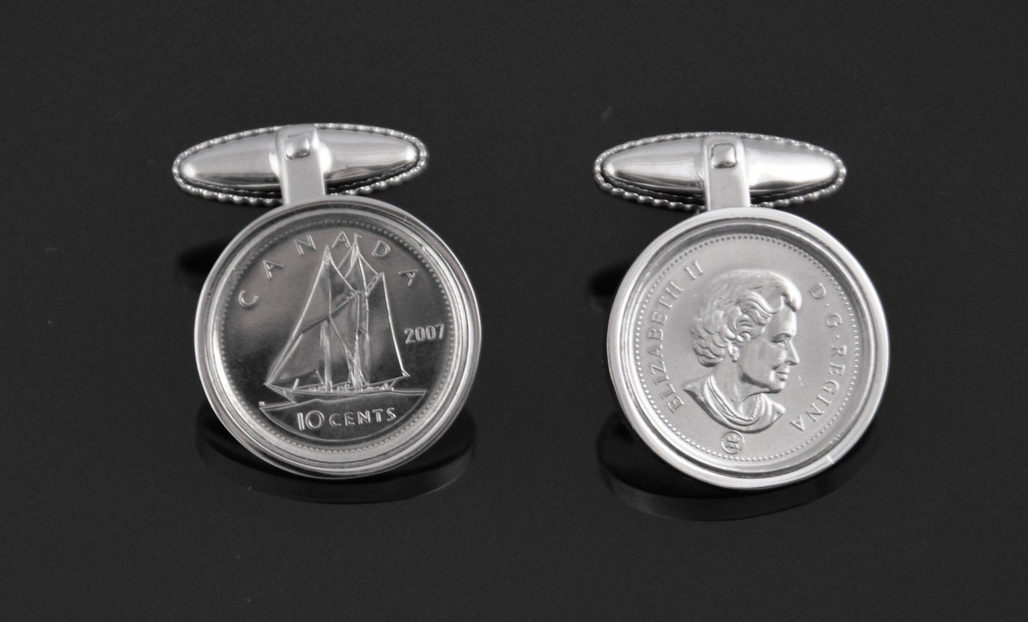 Canada Wedding Cufflinks- Handmade from mint Candian 10 Cent coins-Perfect gift