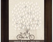 Custom Wedding Gift Modern Wedding Guest Book Alternative Tandem Bicycle with balloons beige champagne wedding keepsake bridal shower 100