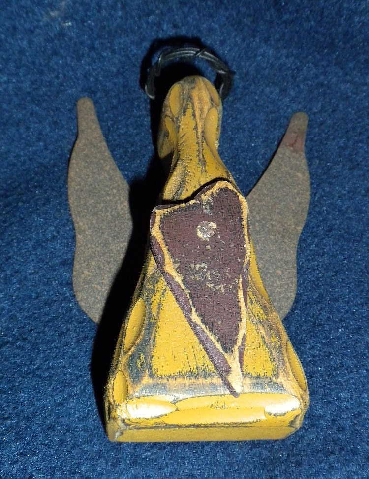 Wood Metal Country Folk Art Primitive Dark Gold Angel Shelf Knick-Knack - PROCEEDS for Sandy's 4H Pygora Goat Fund