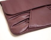 Vintage Leather Clutch - 80s Rectangle Purse - Dark Oxblood
