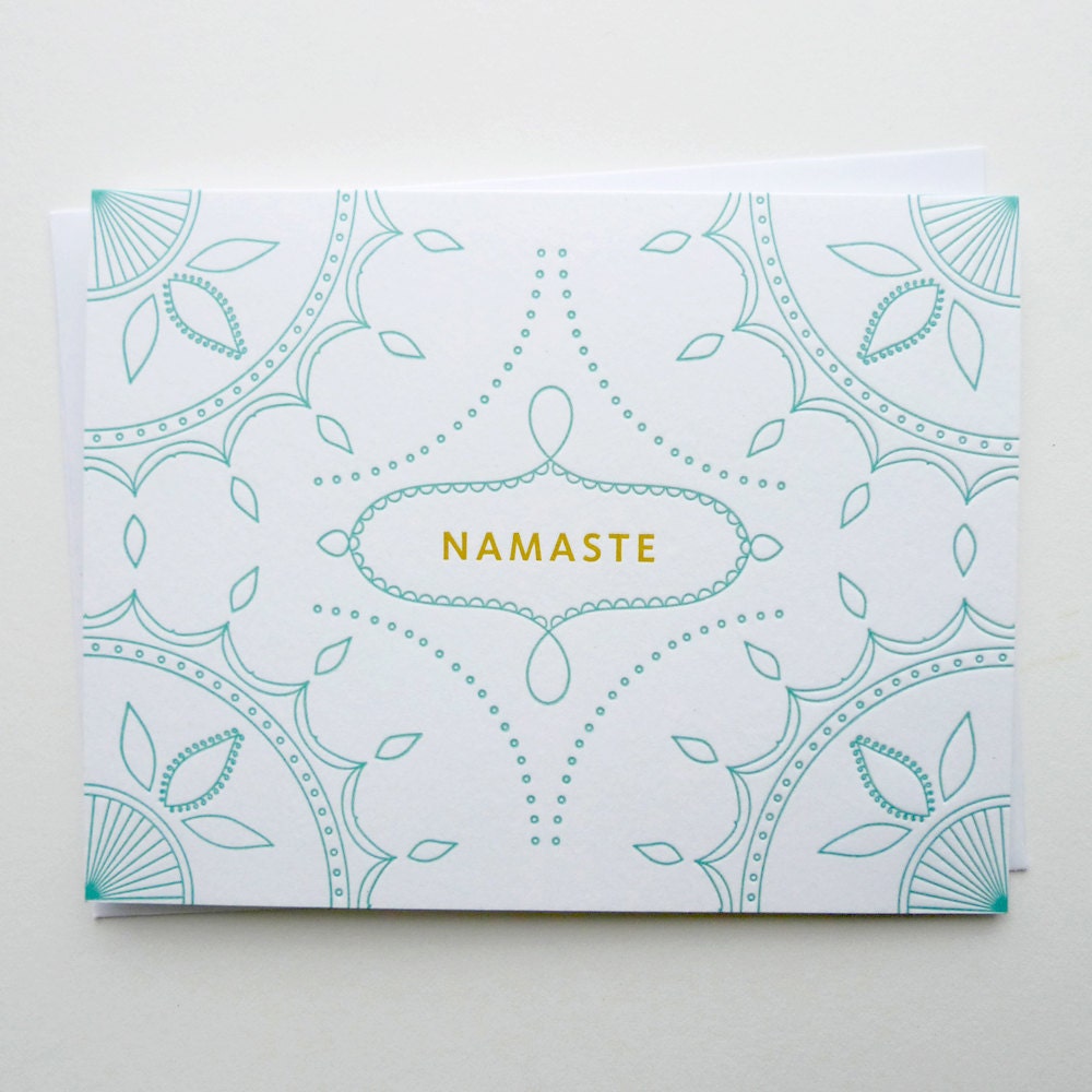Yoga card - Letterpress Greeting Card - Namaste