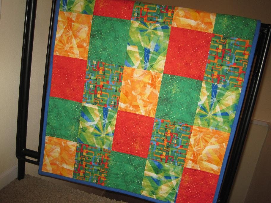 Handmade Patchwork Baby Quilt "RETRO BOHO" Modern Contemporary Crib Quilt, Primary Colors,Toddler Quilt, Photo Prop, All Natural