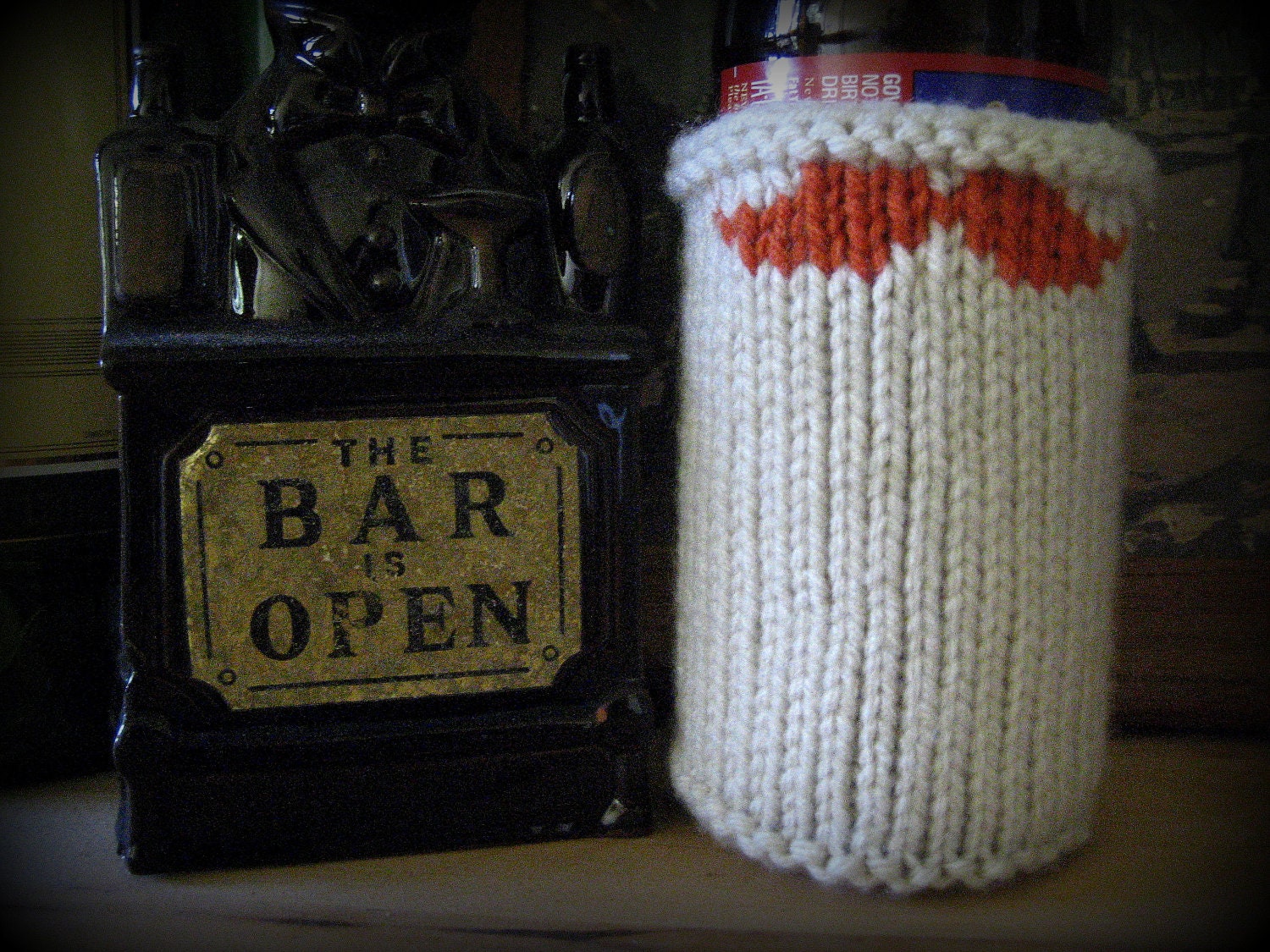 Ginger Orange Mustache Beer Coozie