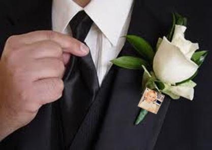 Square Photo Boutonniere Pin Groom Father of the Bride Groomsmen Wedding