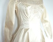 Sale, was 395 now 275.Vintage 1950's IVORY SILK Princess WEDDING Gown with Hand Beading