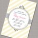 Neutral Baby Shower Invitations - Invite - Yellow Gray Stripes - 974
