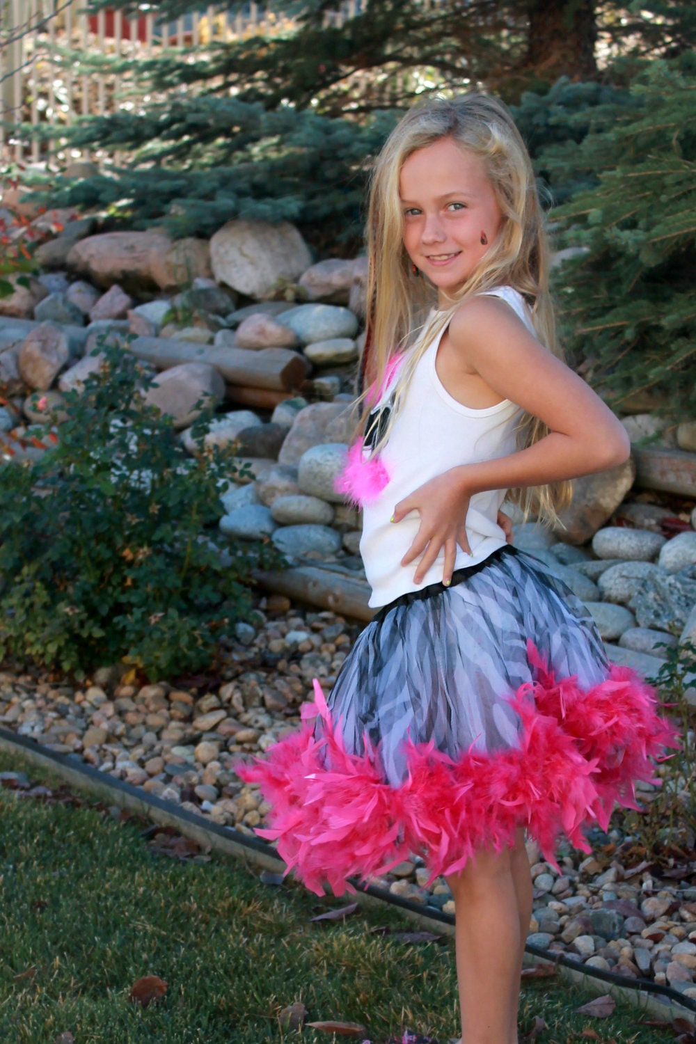 12 inch Feathered Zebra tutu