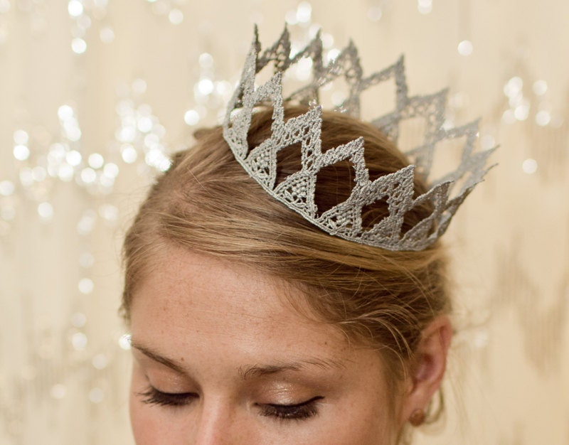 Silver Princess Fairytale Lace Crown - neesiedesigns