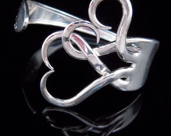 Silverware Jewelry - Fork Bracelet in Original Intertwining Hearts Design