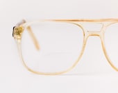 Vintage Charlemagne Hipster Glasses, Translucent Amber Color, Geek Chic
