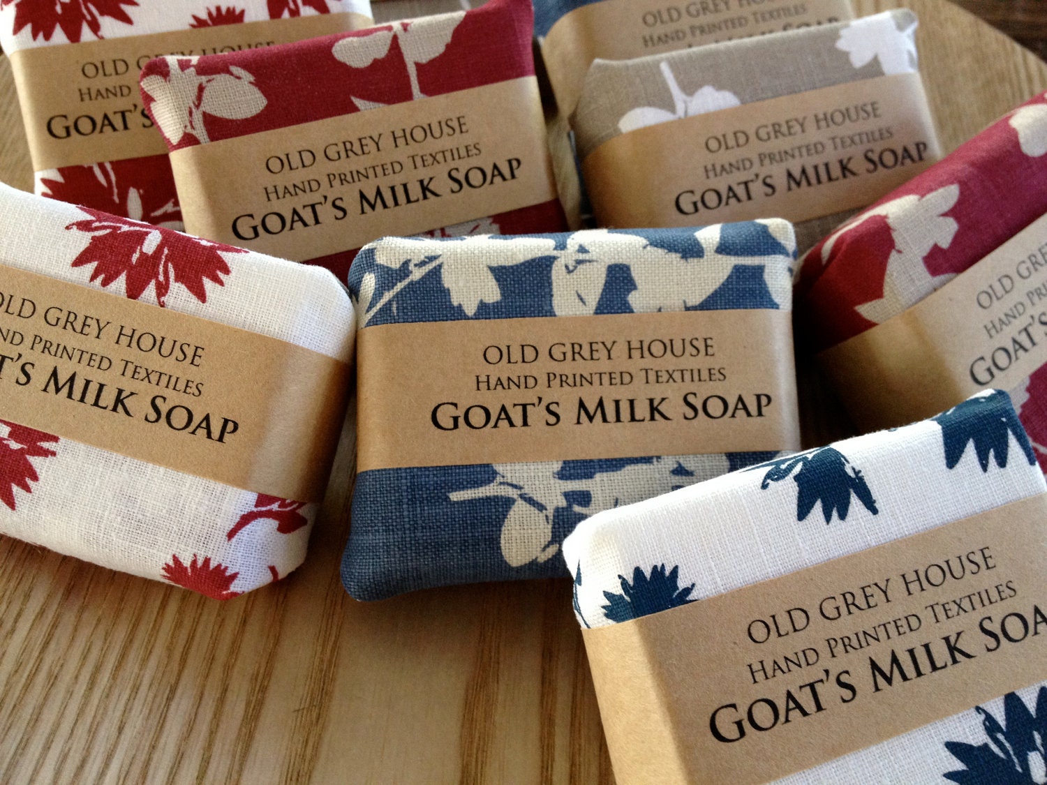 Goat's Milk Soap wrapped in Hand Printed Fabric