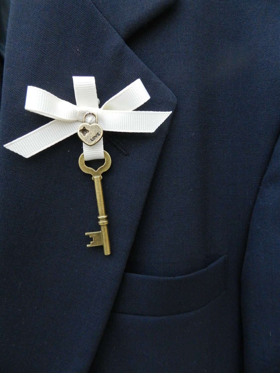 Key to my Heart,  Vintage Inspired Boutonniere