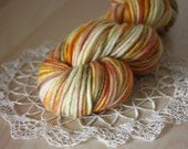 Hand Dyed Yarn / Gold Blush Peach Moss Coral Mohair Wool / Bulky Weight