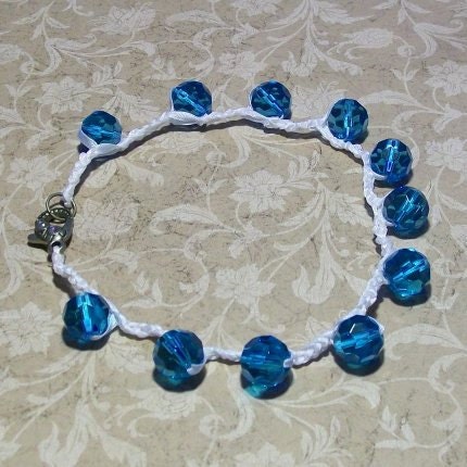 Crochet Choker in Blue and White