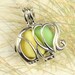 GENUINE Sea Glass Necklace Elephant Locket  Green And Yellow Milk Glass