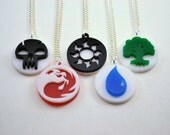 Set of 5 Magic The Gathering Mana Symbol Friendship Necklaces - Laser Cut Acrylic
