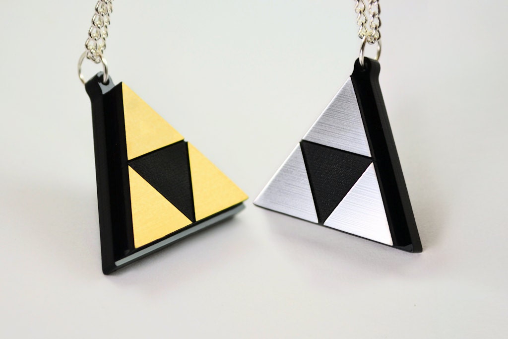 Zelda Triforce Necklace -Laser Engraved Silver or Gold Acrylic