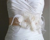 Wedding Sash Bridal Belt  Lacy -Champagne and Ivory Lace Bridal Sash