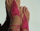 Barefoot Sandal,Wedding,Crochet,Knitted,Sexy Foot Jewelry,Anklet,Toe Ring,Cuff,Gypsy,Yoga,Thong,Nude,Bridal,Beach,Summer, Lace Sandals.