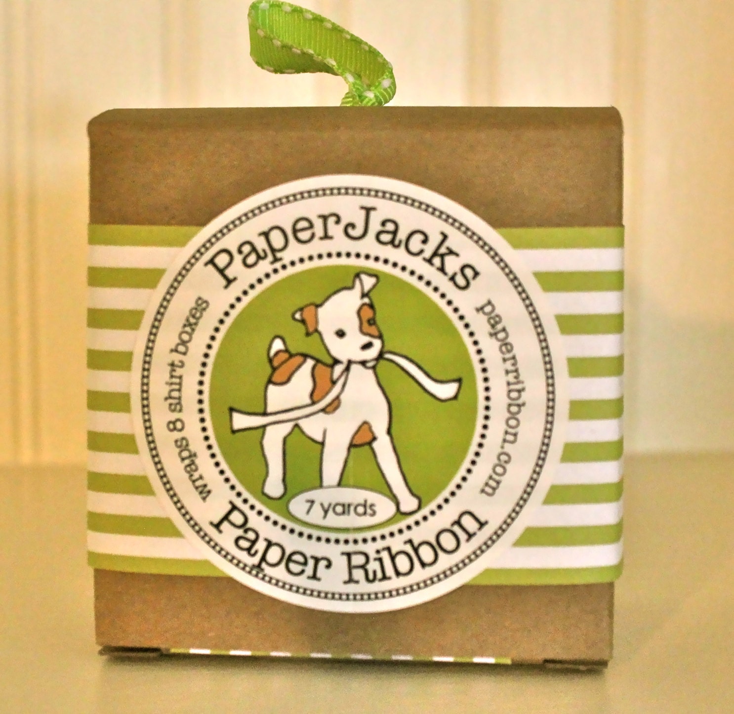 Green Stripe Paper Ribbon