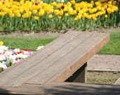 Gardening photography, floral photos, tulip art, bench in garden, yellow pinks reds, fine art, 8x12, "Bench in Flower Garden"