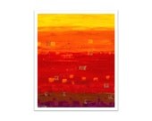 Large Fine Art PRINT-ABSTRACT Original Indian Summer  yellow orange red