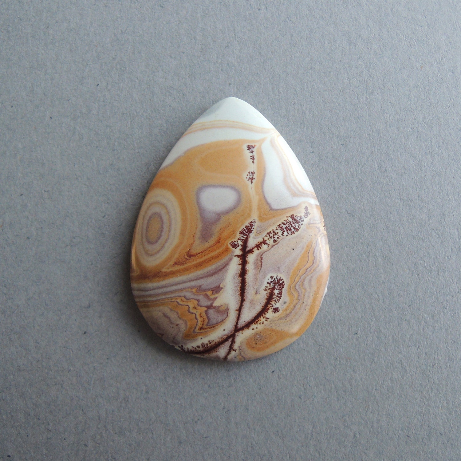 Cabochon - Sonoran dendritic jasper - 34 by 26 by 4,5 mm