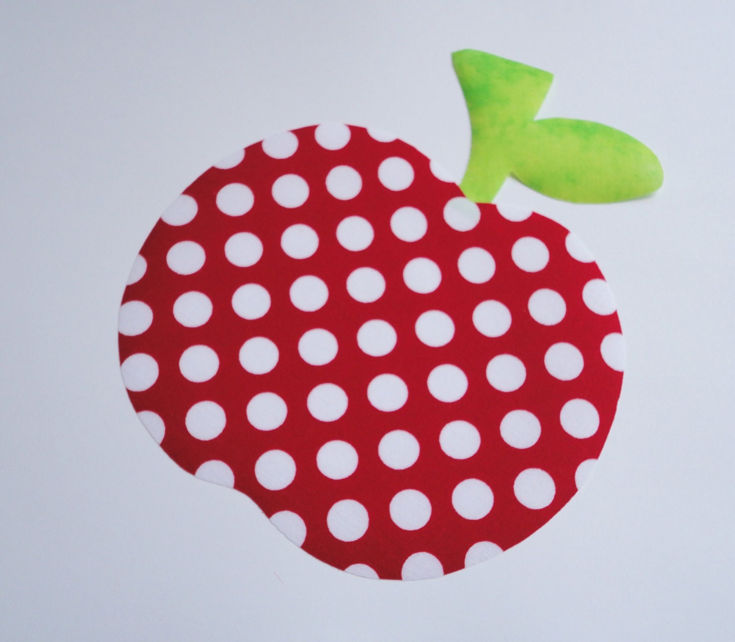 Iron On Applique Large Red White Polka Dot APPLE