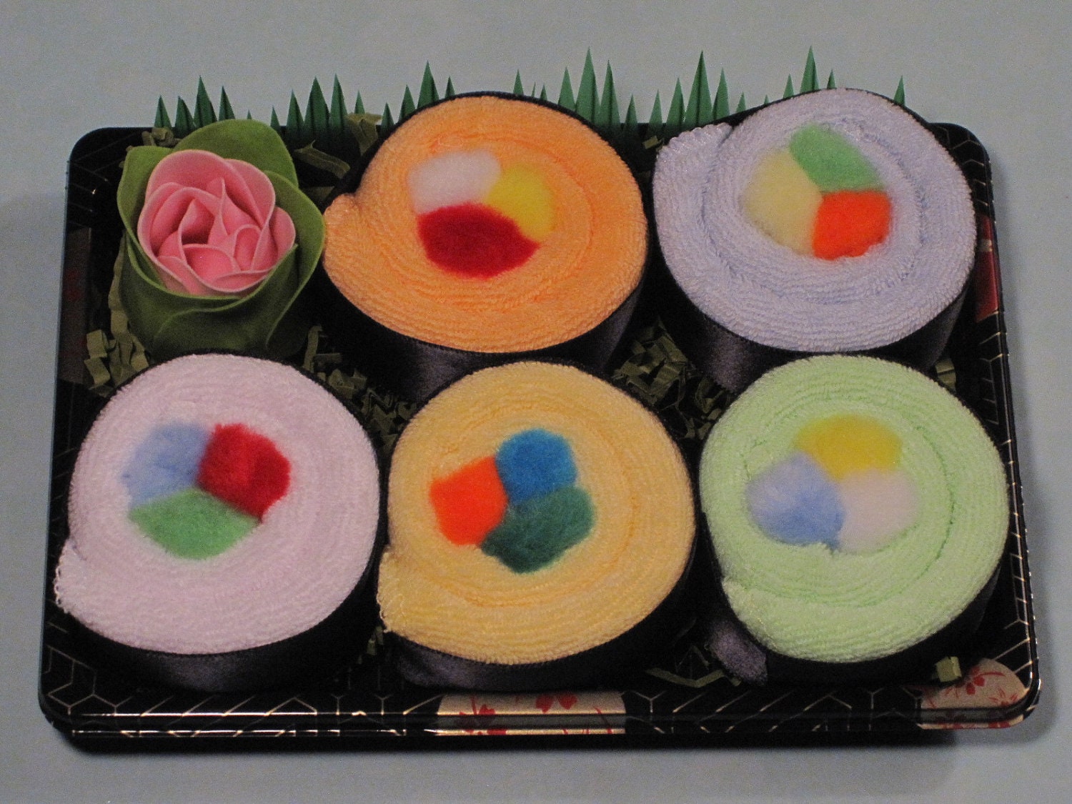 Sushi Baby Gift Set - Neutral Gender - Baby Washcloth Gift - Rainbow Roll