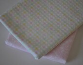New Baby Girl Pink Stars and Pink, Green, and Yellow Plaid  Flannel Fabric for Quilts, Blankets, Burp Cloths, Etc.