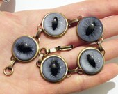 Goth Steampunk Blue Glass Cat Eye Gothic Golden Brass Bracelet