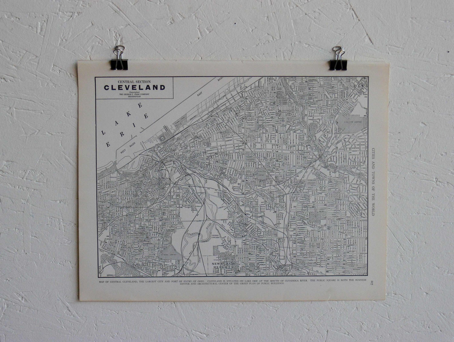 Vintage Map-City of Cleveland-Early 20th Century