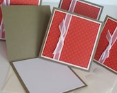Valentine Miniature Note Cards:  Handmade Blank Christmas / 5 Pack Set - Cupid