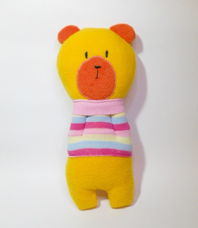 plush teddy bear stuffed animal doll toy sock animal yellow