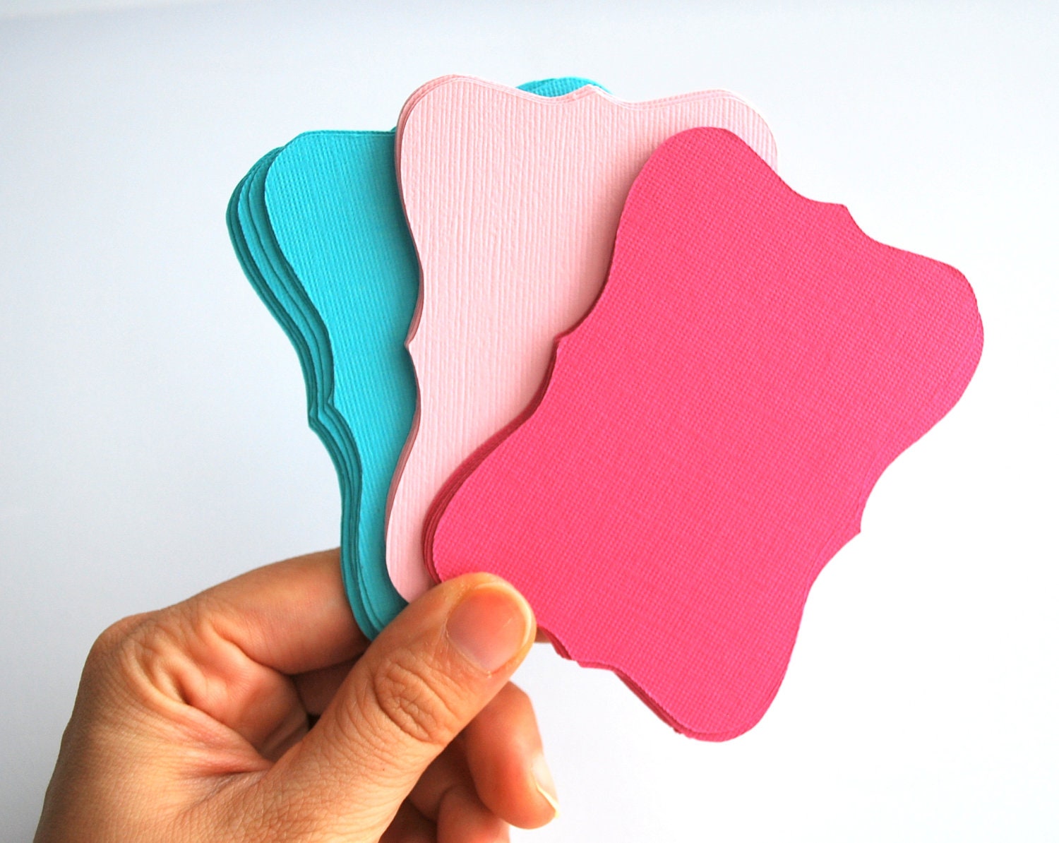 24 Bracket cards (3.5 x 2.5 inches) in Turquoise, pink and Hot pink. A66 Il_170x135