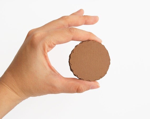 50 Brown scalloped circles (2.0 inches) Textured Cardstock Die Cut A165 Il_570xn