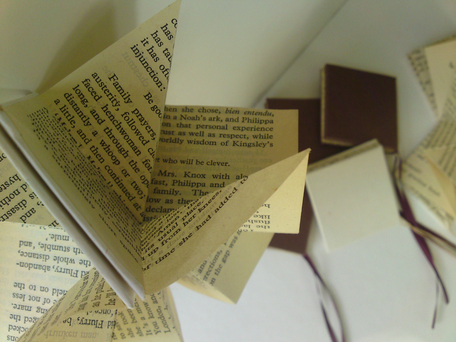 Japanese star books - vintage book pages - wedding/party decorations, favours, mixed gift set of 10