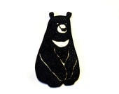 Black Bear Brooch Pin Badge Shrinky Plastic