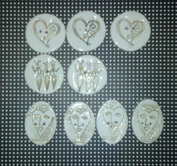 9 Porcelain Buttons Sewing Knitting Journals