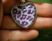 Cheetan' Heart Silver and Purple Necklace