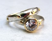 Set wedding band ring  Engagement Ring Similar diamond  - Fine 14k gold Gemstone MADE TO ORDER