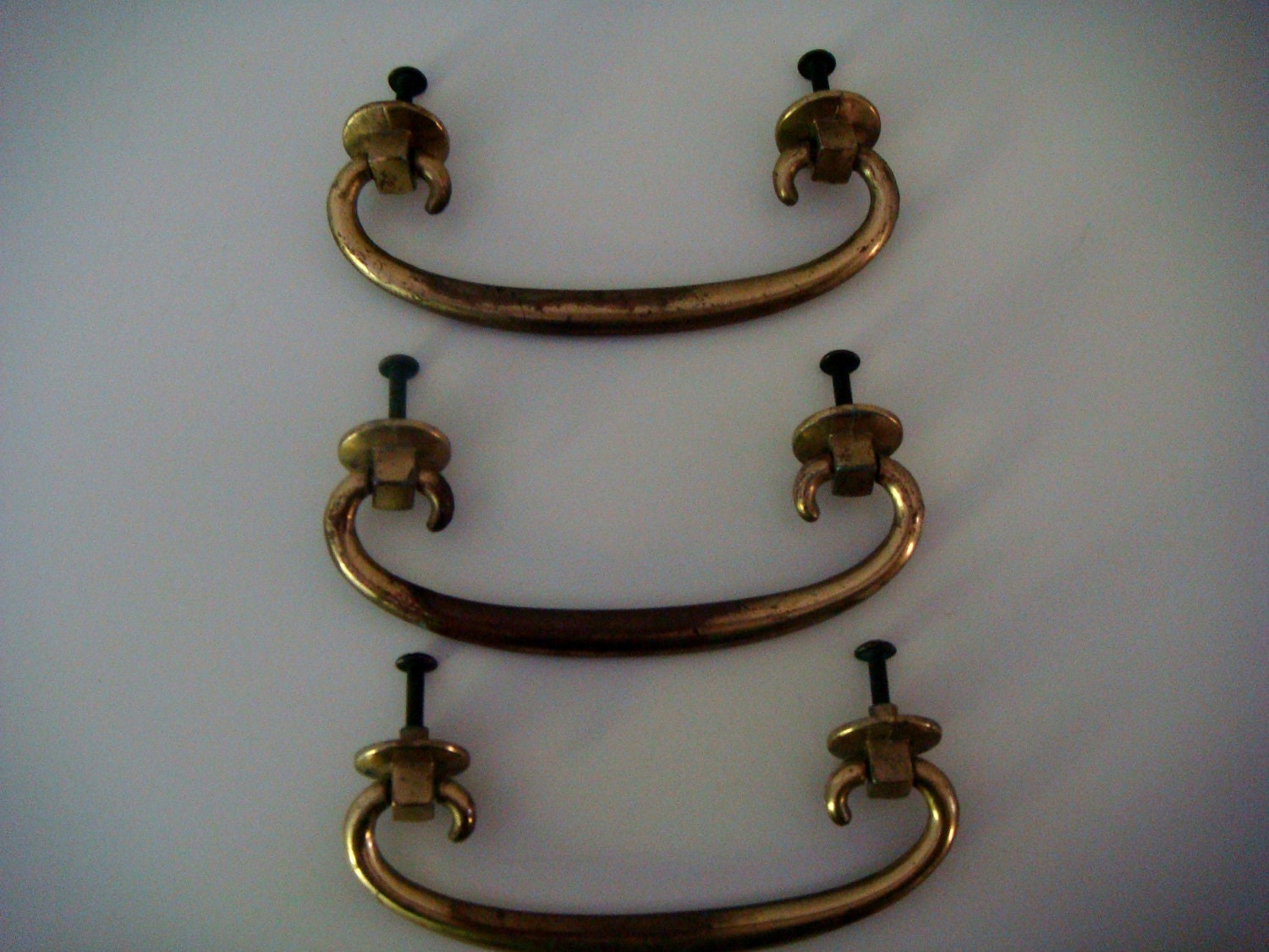 Set of Three Vintage Brass Drawer Pulls