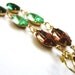Leaf earrings in brass - green and brown