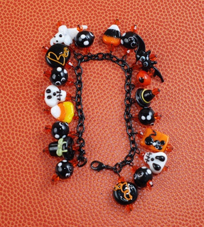 Halloween Lampwork Charm Bracelet