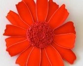 large bright orange pink vintage brooch