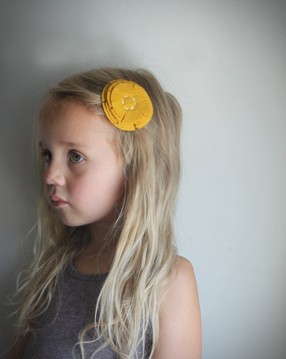 Mustard flower hair clip . mustard flower hair clip. fall fashion . autumn. little girls hair clip .  hair accessories . hair flower